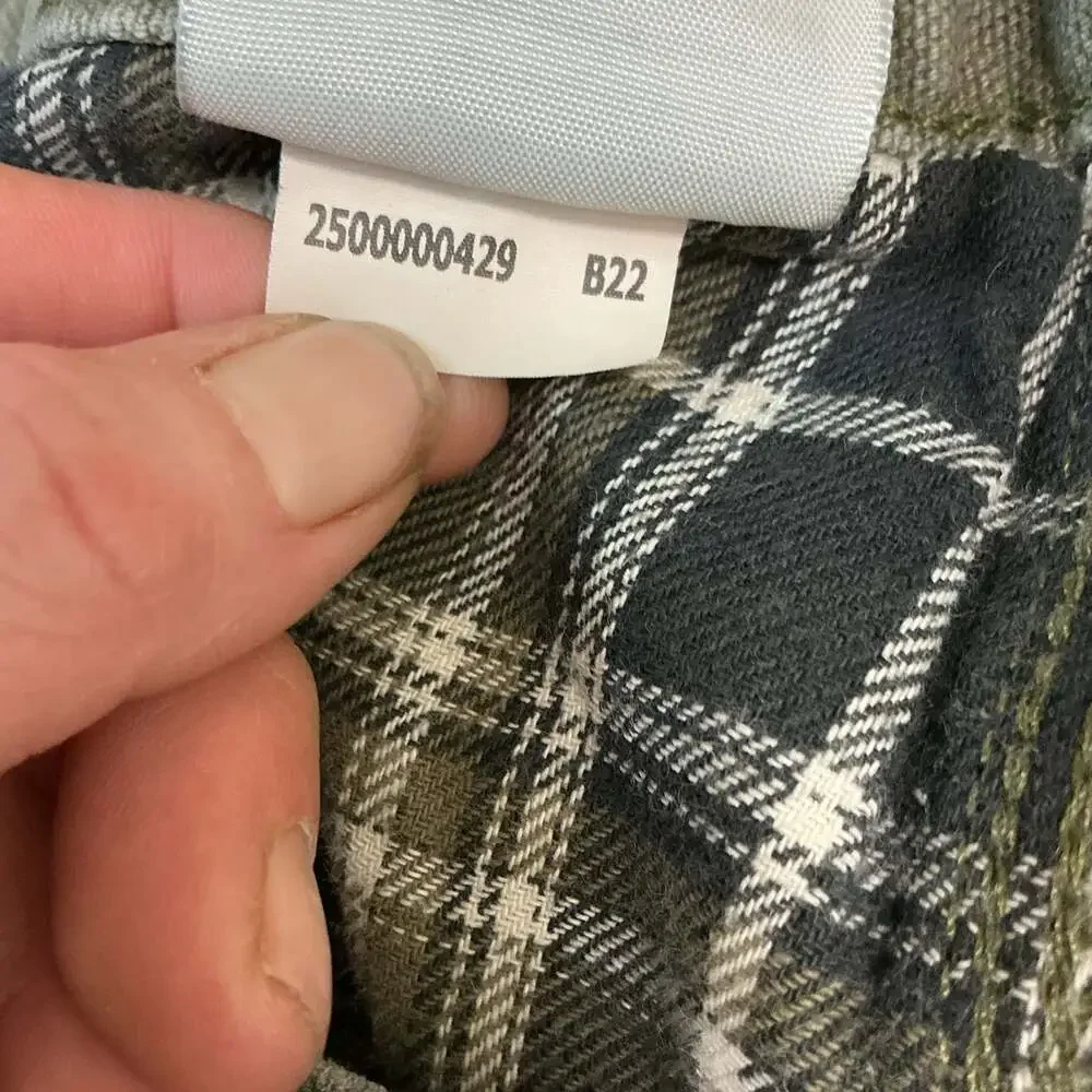 Carhartt Vintage Flannel-Lined Green Canvas Carpenter Work Pants Distressed